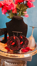 Black and Red Crochet Earrings