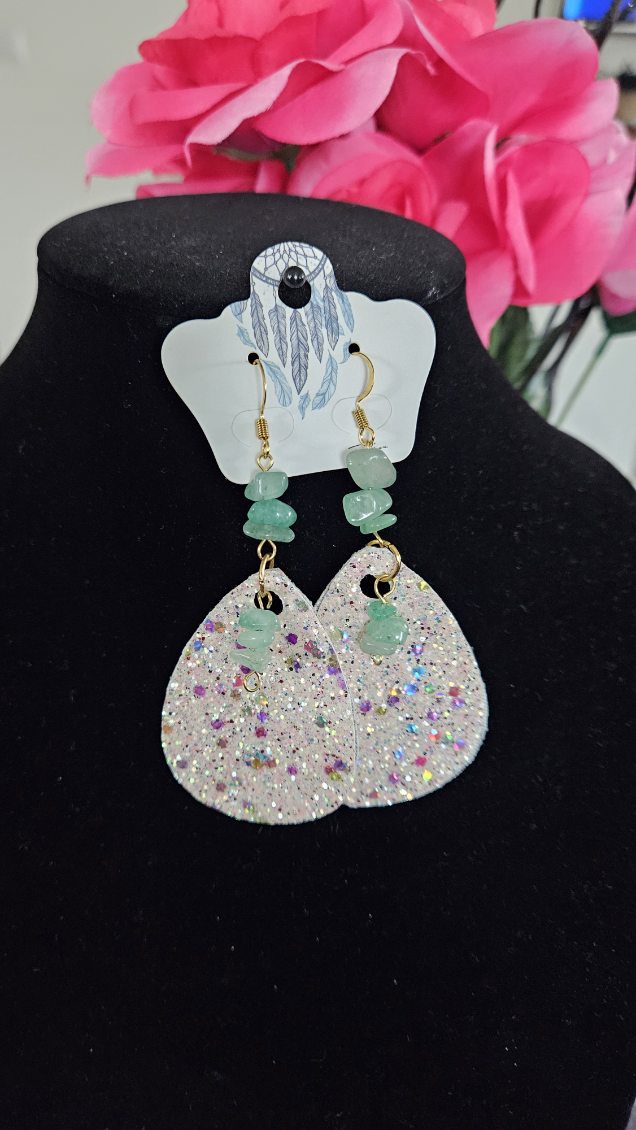 Green Stone Sparkle Earrings