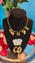 Wooden Bead Necklace with Clip-On Earrings