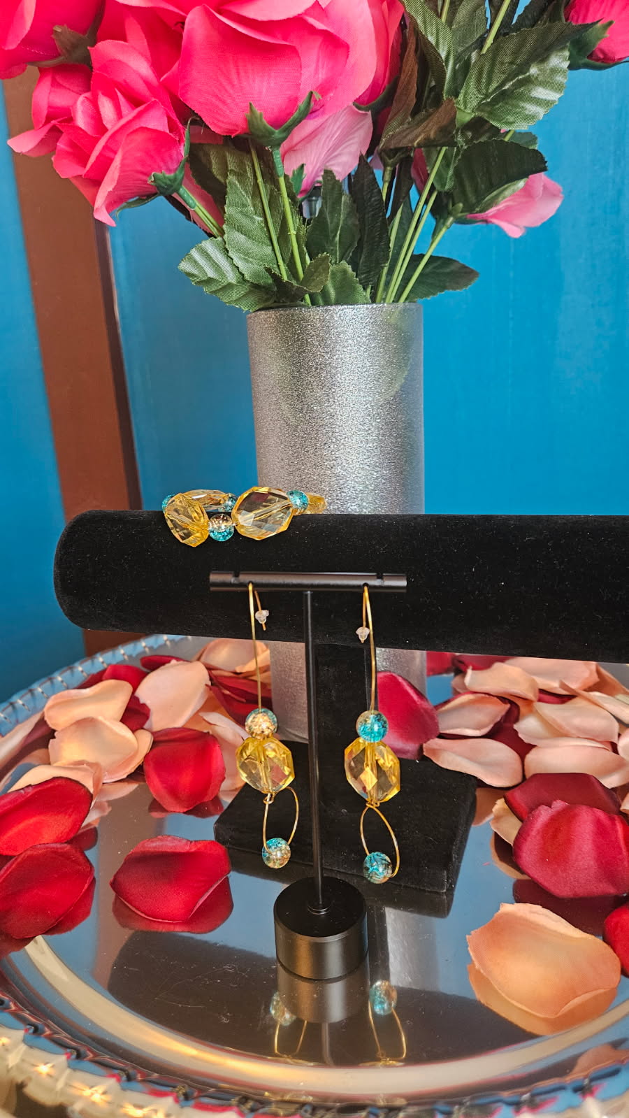 Tear Drop Earrings & Bracelet Set