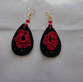 Black and Red Crochet Earrings