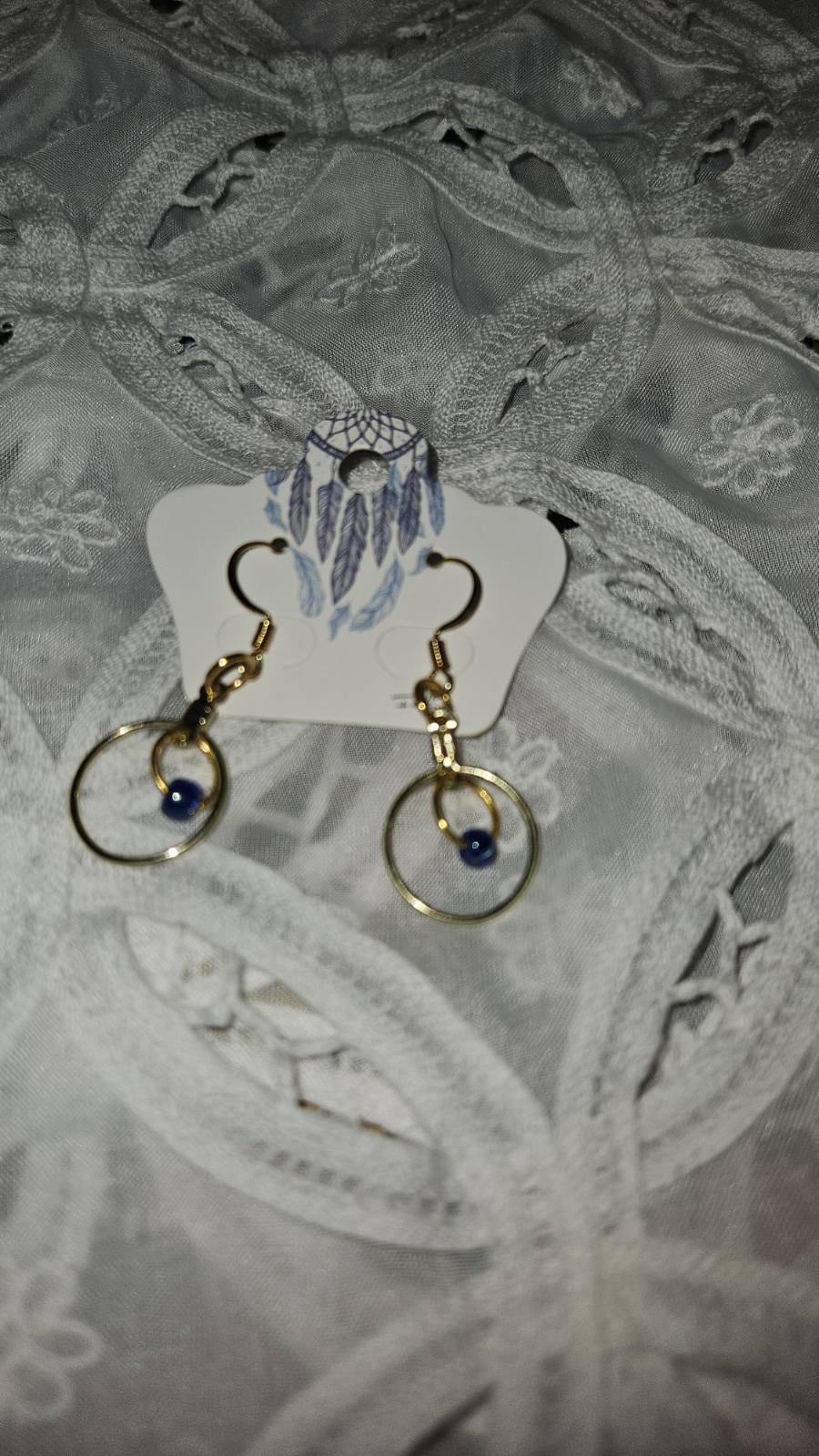 circle blue dot earrings